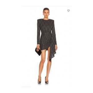 Daniele Carlotta Italy $586 Black & Silver Glitter Striped Asymmetrical Dress